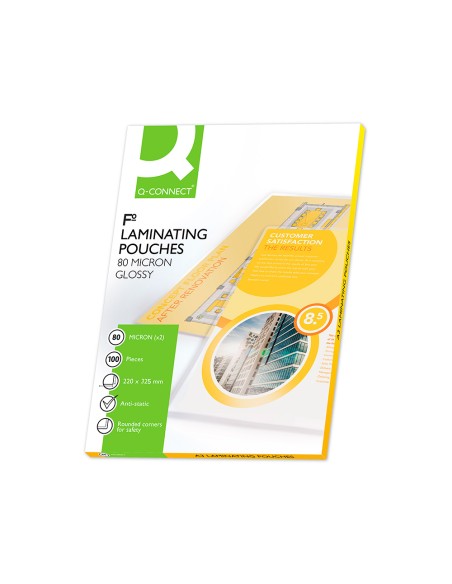 Bolsa de plastificar q-connect 325 x 220 mm 80 mc folio caja de 100 unidades