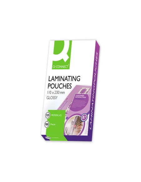 Bolsa de plastificar q-connect 110 x 230 mm 125 mc carnet de conducir caja de 100 unidades