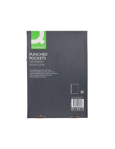 Funda multitaladro q-connect folio 120 mc cristal caja de 100 unidades