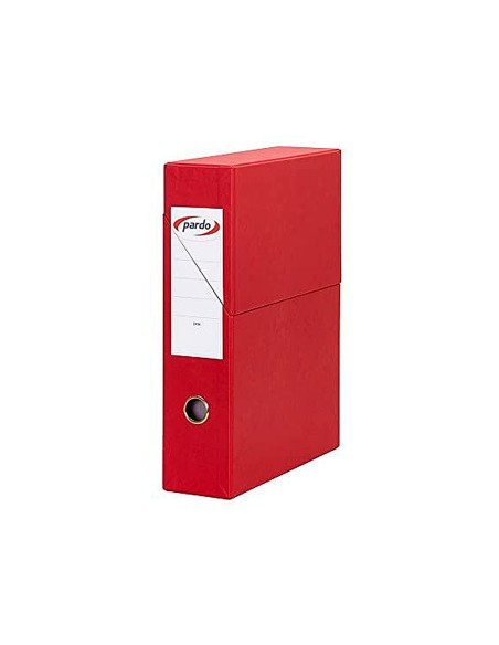 Archivador con tapa pardo carton forrado ollao lomo din a4 80 mm color rojo 335x250x80 mm