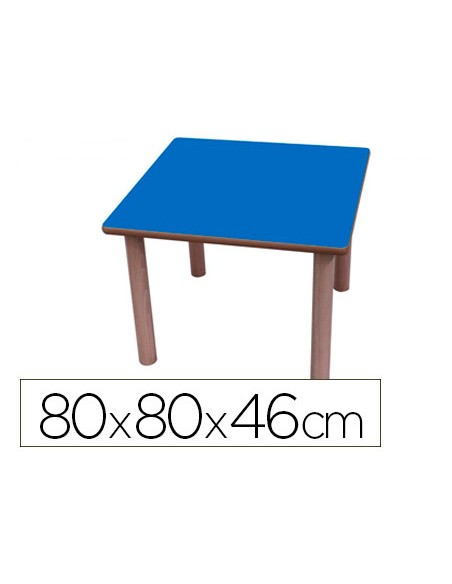 Mesa madera mobetuc t1 cuadrada con tapa laminada haya 80x80 cm