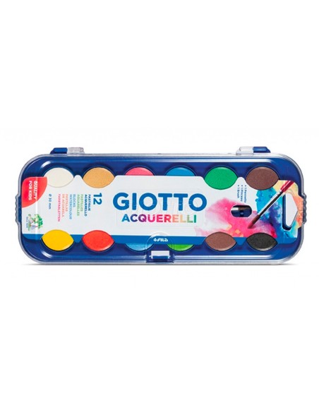 Acuarela giotto 12 colores con pincel estuche de plastico