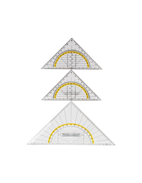 Escuadra liderpapel geometria 16 cm plastico cristal con pestaña de sujeccion