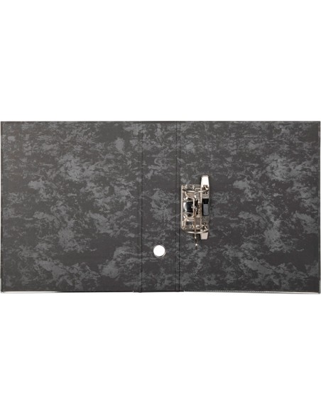 Archivador de palanca liderpapel carton forrado folio jaspeado negro con caja classic blue