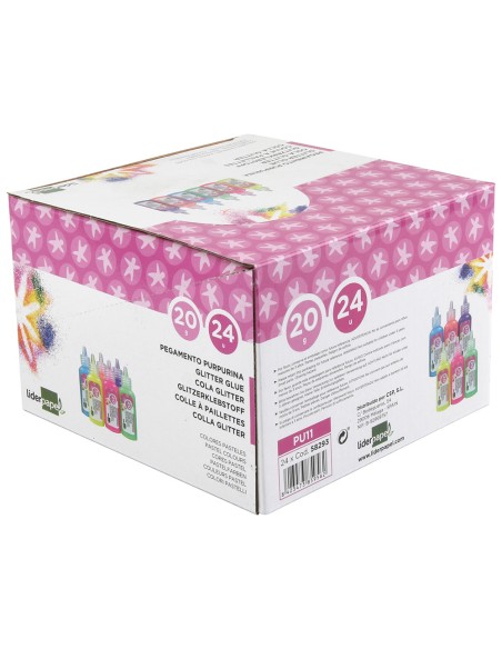 Purpurina pegamento liderpapel fantasia colores metalicos pasteles bote de 20 gr
