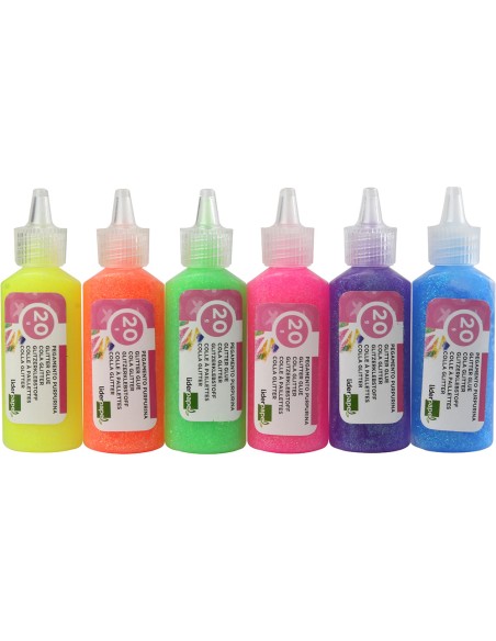 Purpurina pegamento liderpapel fantasia colores metalicos pasteles bote de 20 gr