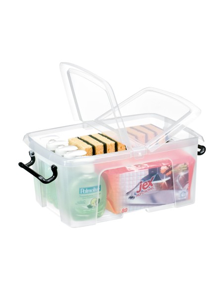 Contenedor plastico cep 12 litros 405x295x183 mm transparente con tapa y cierre hermetico