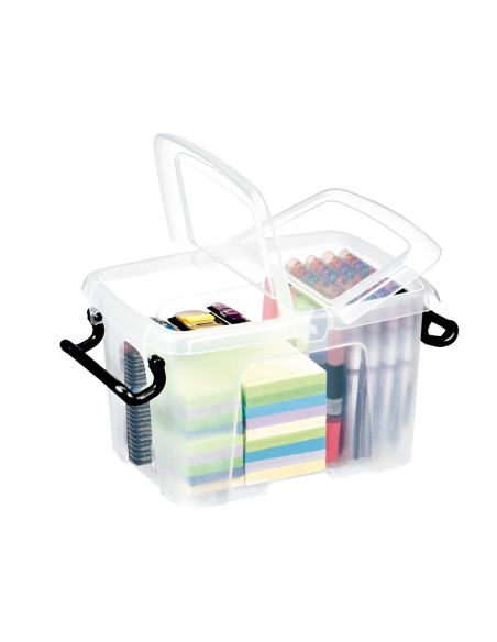 Contenedor plastico cep 6 litros 305x224x182 mm transparente con tapa y cierre hermetico