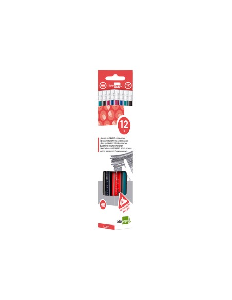 Lapices de grafito con goma liderpapel hb triangular