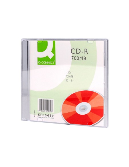 Cd-r q-connect capacidad 700mb duracion 80min velocidad 52x caja slim