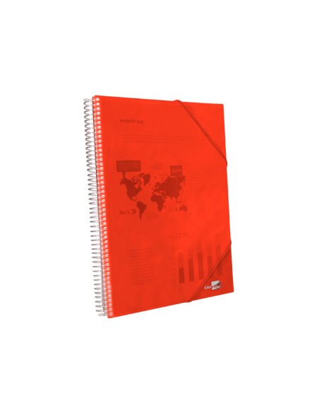 Carpeta liderpapel escaparate con espiral 80 fundas polipropileno din a4 rojo