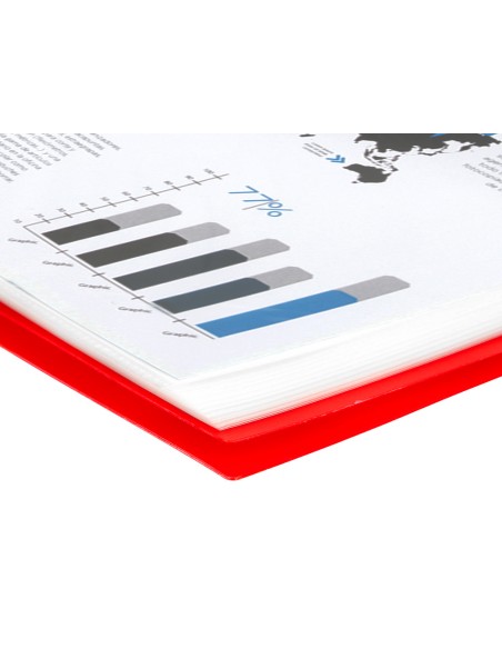 Carpeta liderpapel escaparate con espiral 80 fundas polipropileno din a4 rojo