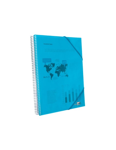 Carpeta liderpapel escaparate con espiral 80 fundas polipropileno din a4 azul