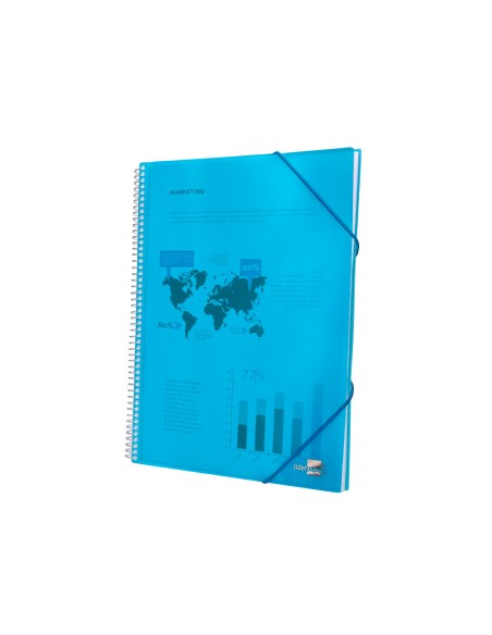 Carpeta liderpapel escaparate con espiral 60 fundas polipropileno din a4 azul