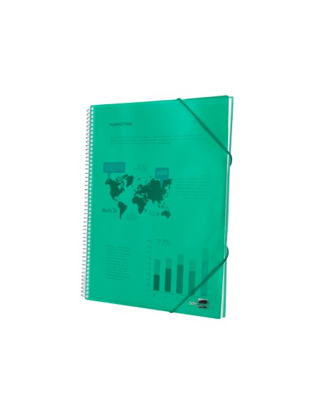 Carpeta liderpapel escaparate con espiral 30 fundas polipropileno din a4 verde