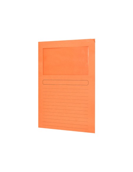 Subcarpeta cartulina q-connect din a4 naranja con ventana transparente 120 g/m2