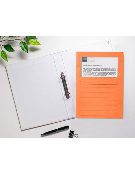 Subcarpeta cartulina q-connect din a4 naranja con ventana transparente 120 g/m2