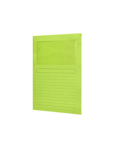 Subcarpeta cartulina q-connect din a4 verde con ventana transparente 120 gr