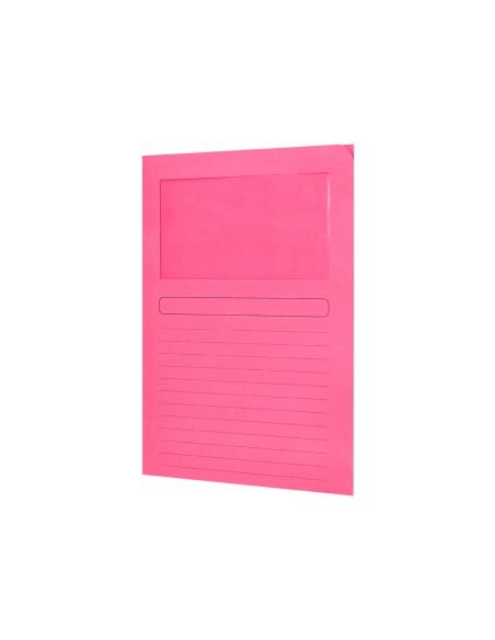 Subcarpeta cartulina q-connect din a4 rosa con ventana transparente 120 g/m2