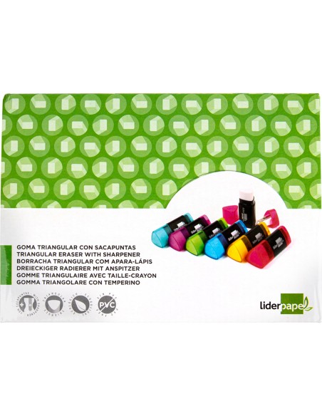 Goma de borrar liderpapel triangular con sacapuntas