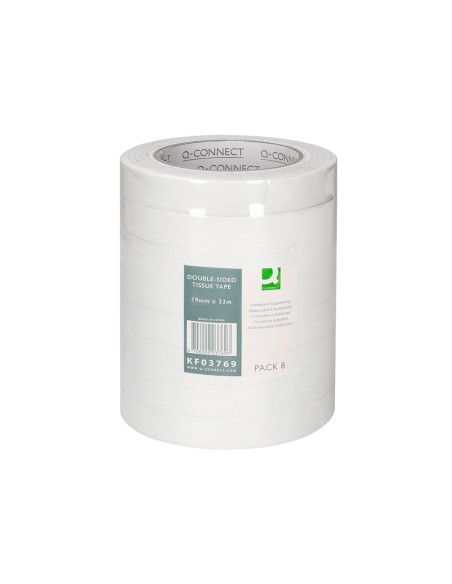Cinta adhesiva q-connect doble cara 33 m x 19 mm