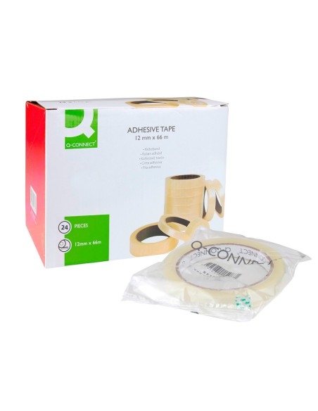 Cinta adhesiva q-connect transparente 66 m x 12 mm encelofanada