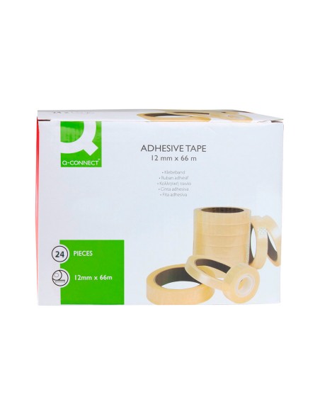 Cinta adhesiva q-connect transparente 66 m x 12 mm encelofanada