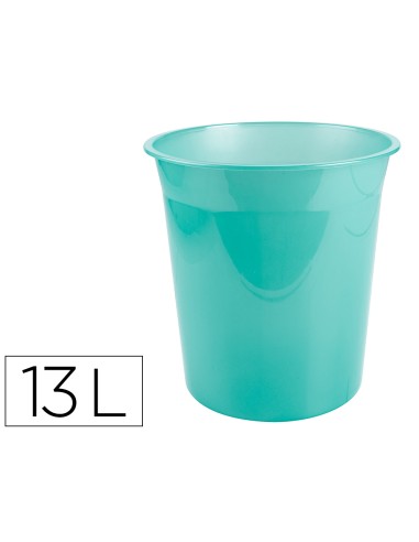 Papelera plastico liderpapel menta translucido...