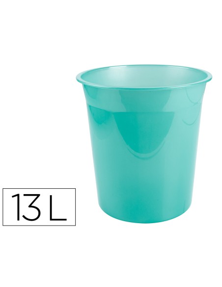 Papelera plastico liderpapel menta translucido 13 litros 275x285 mm