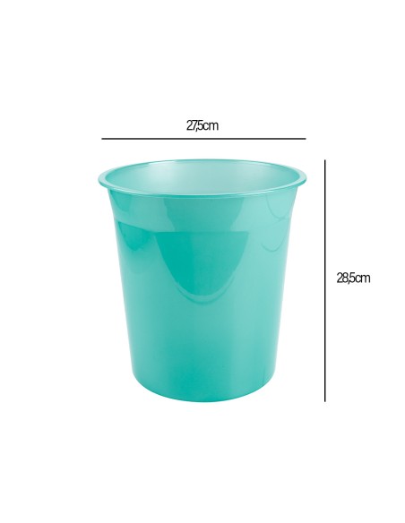 Papelera plastico liderpapel menta translucido 13 litros 275x285 mm