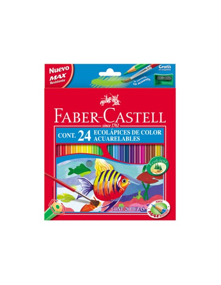 Lapices de colores faber castell acuarelables caja de 24 unidades colores surtidos