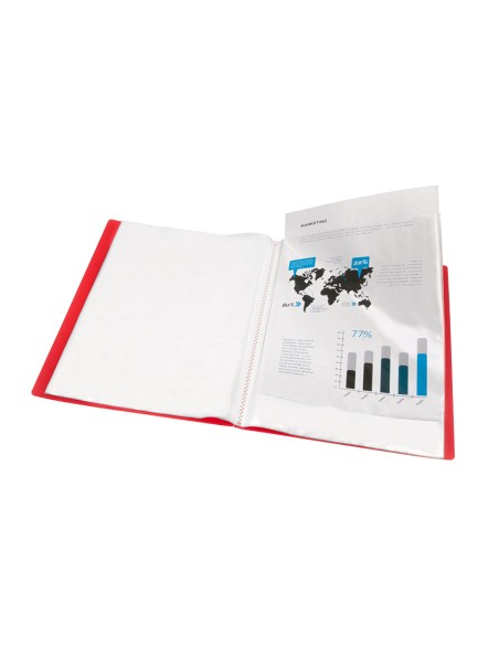 Carpeta liderpapel escaparate 47480 10 fundas polipropileno din a4 rojo translucido
