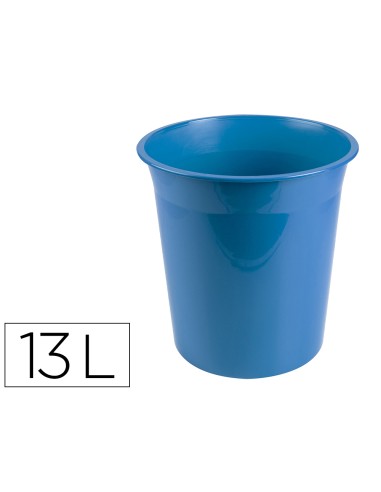 Papelera plastico liderpapel celeste opaco 13...
