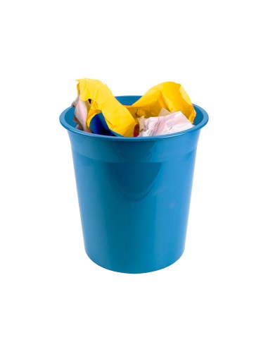 Papelera plastico liderpapel celeste opaco 13...