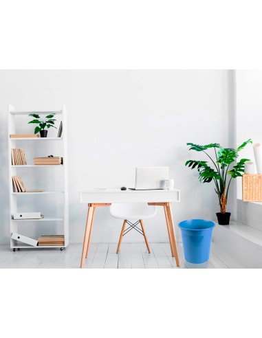 Papelera plastico liderpapel celeste opaco 13...