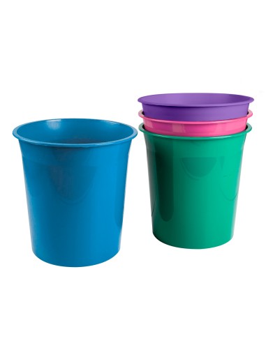 Papelera plastico liderpapel celeste opaco 13...