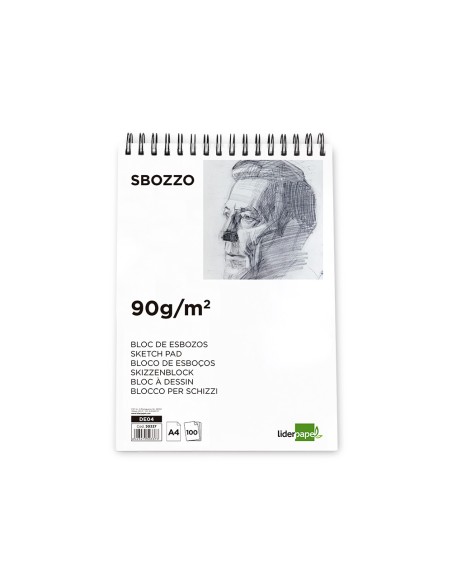 Bloc dibujo liderpapel esbozos espiral din a4 210x297mm 100 hojas 90gr/m2 sin recuadro