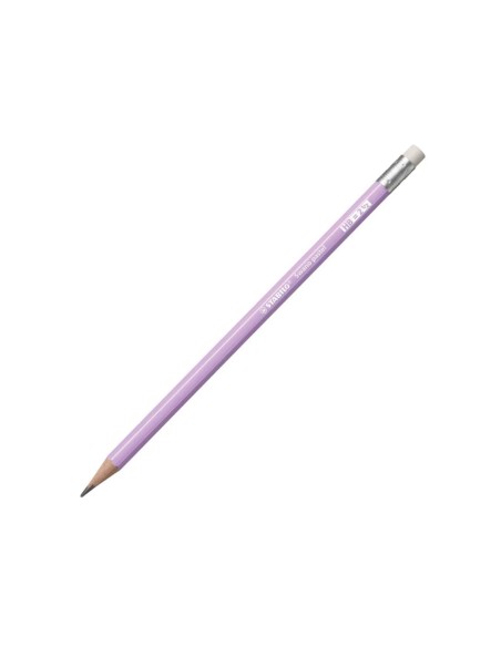 Lapices de grafito con goma stabilo swano mina 2,2 mm dureza hb lila pastel
