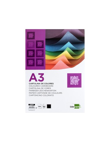 Cartulina liderpapel a3 180g/m2 negro paquete...