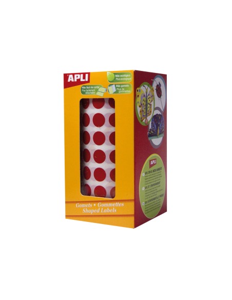Gomets autoadhesivos circulares 20mm rojo rollo de 1770 unidades