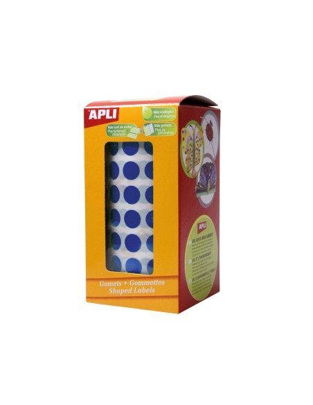 Gomets autoadhesivos circulares 20mm azul rollo de 1770 unidades