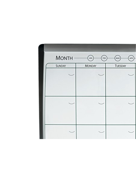 Planificador mensual nobo magnetico + tablero corcho horizontal con marco arqueado plata y negro 585x430 mm