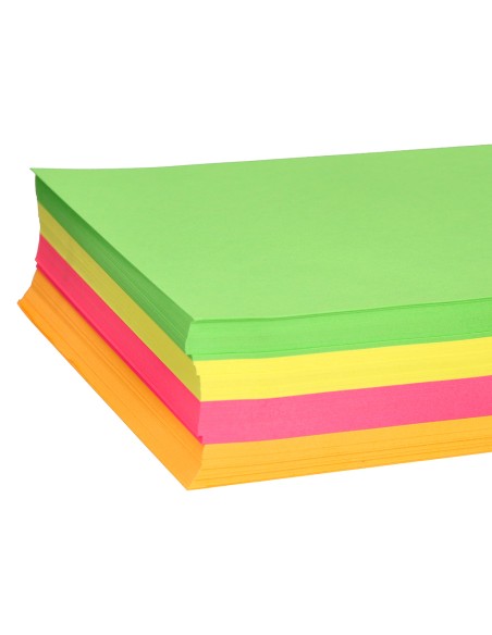 Papel color liderpapel din a4 75 gr neon 4 colores surtidos paquete de 500 hojas