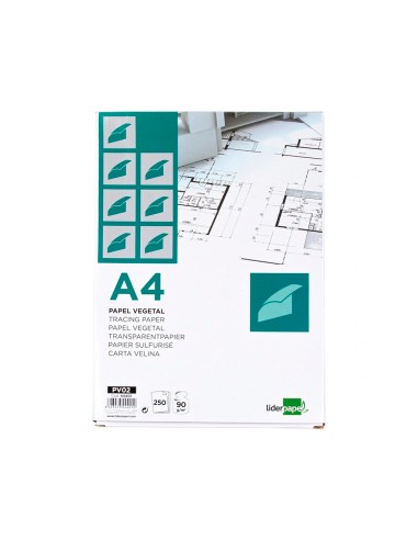 Papel vegetal liderpapel 90gr 210x297mm