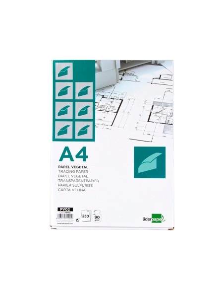 Papel vegetal liderpapel 90gr 210x297mm