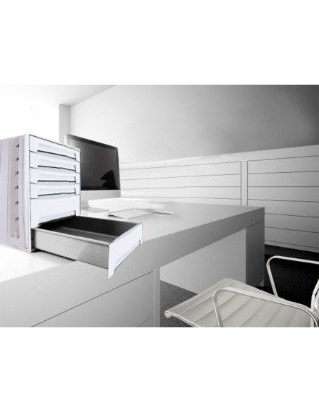 Fichero cajones de sobremesa archivo 2000 305x370x215 mm bandeja organizadora superior 6 cajones gris opaco