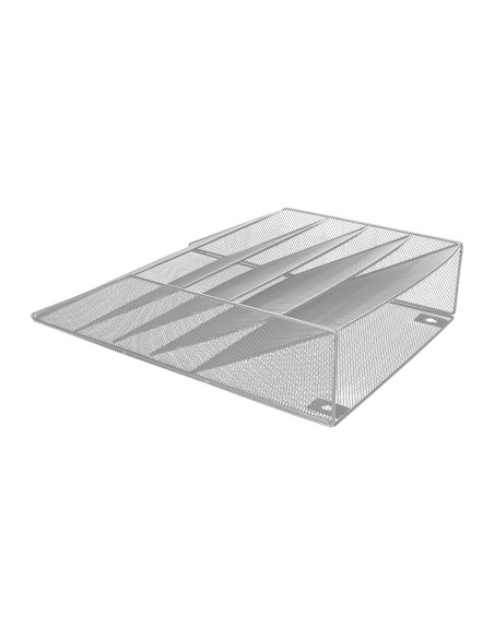 Expositor mural q-connect de pared 5 bandejas din a4 plateado 9,3x31,5x44 cm