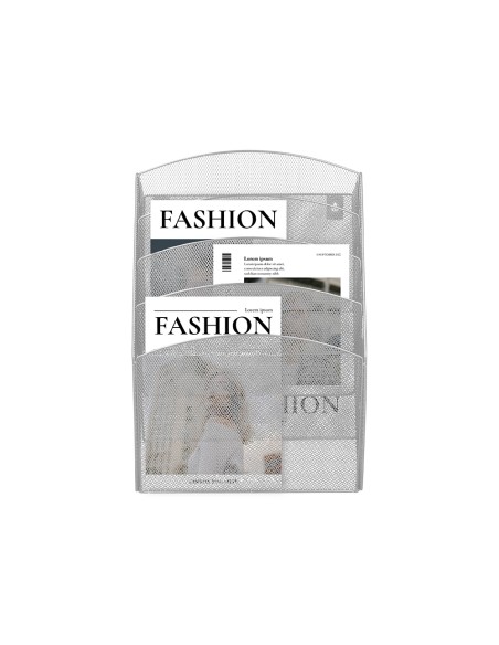 Expositor mural q-connect de pared 5 bandejas din a4 plateado 9,3x31,5x44 cm