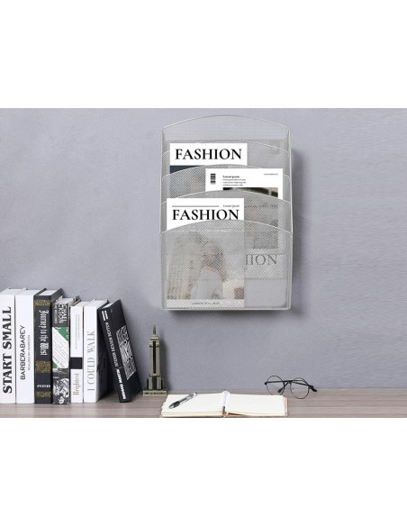 Expositor mural q-connect de pared 5 bandejas din a4 plateado 9,3x31,5x44 cm