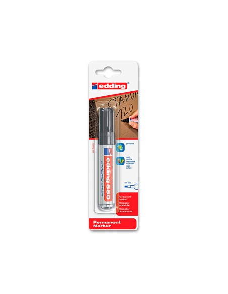 Rotulador edding punta fibra permanente 550 negro n.1 punta redonda recargable